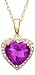 10k Yellow Gold, February Birthstone, Amethyst and Diamond Heart Pendant