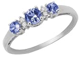 Tanzanite Ring with Diamonds 1/2 Carat (ctw) in 10K White Gold