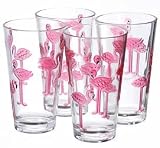 Tropix Set of Four Etched Flamingo Hiballs