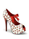 White Cherry Print Open Toe Mary Jane Pump - 10