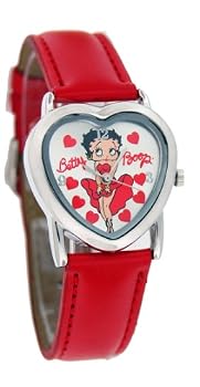 Betty Boop Womens Heart Shape Leather Strap Watch #BB-W340B