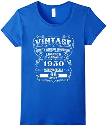 Women's 66th Birthday Gift T-Shirt - Born In 1950 - Vintage Shirt Medium Royal Blue