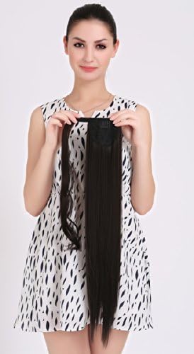 Onedor 24"/60cm Straight Wrap Around Ponytail Extension for Woman Synthetic Hair 120g-130g