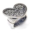Crystal Heart Silvertone Large Stretch Ring