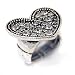 Crystal Heart Silvertone Large Stretch Ring