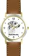Brittany (SC) Dog - WATCHBUDDY&reg; CLASSIC DELUXE TWO-TONE THEME WATCH - Arabic Numbers-Brown Leather Strap-Women's Size-Small