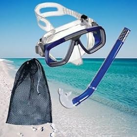 Venus ADULT Mask and Galaxy Snorkel Set BLUE Plus carry bag