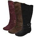 Women's Journee Collection Microsuede Side Buckle Boots