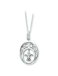 Sterling Silver & CZ Antiqued Blessed by Purity 18in Necklace. Metal Wt- 4.19g.
