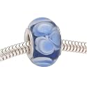 Murano Style Glass Lampwork Bead Fits Pandora Blue White Pansies 14mm (1)