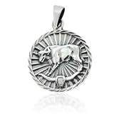 Sterling Silver Zodiac Taurus Sign Medal Pendant