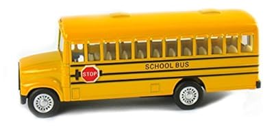 NEW Yellow School Bus Diecast Model pull back action openable doors 5 inch