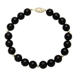 8mm Round Black Onyx Bracelet with 14K Gold Bead Spacers and Clasp