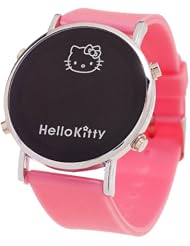 Ladies Kitty Round-Faced LED Digital Watch - Pink