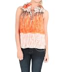 A & Co. Sheer Stroke Blouse in Orange and Brown