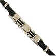 Bracelet Stainless Steel and Black Rubber Link Gift Box 8.5" by Bucasi SALE