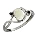 0.66 Ct Oval/cabouchon White Opal and Black Diamond Sterling Silver Ring 0.66 Ct Oval/cabouchon White Opal and Black Diamond Sterling Silver Ring
