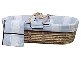 Bacati Metro Blue, White and Chocolate Moses Basket with Hood