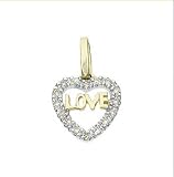 14k Solid Yellow Gold Diamond Love Heart Pendant 17108