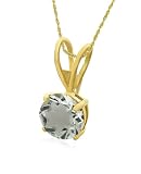 Gold Overlay Sterling Silver 8mm Round Green Amethyst Pendant w/ Light Rope Chain, 18