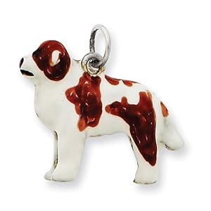 Sterling Silver Enameled Saint Bernard Charm