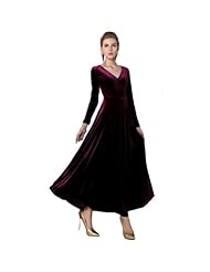 Floral Print Velvet Long Sleeves Vintage Cocktail Evening Dress/Prom Dress/Party Dress/Wedding Dress/Maxi Dress 