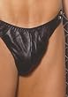 Leather Thong With Side Snaps (Black;Men's One Size)