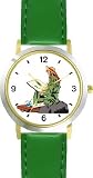 41RvzN8pu6L. SL160  Woman Artist Painting   WATCHBUDDY® DELUXE TWO TONE THEME WATCH   Arabic Numbers   Green Leather Strap Size Womens Size Small