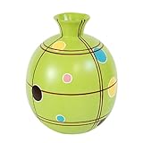 Handmade Terracotta Vase - Lime Green Retro Dot Design