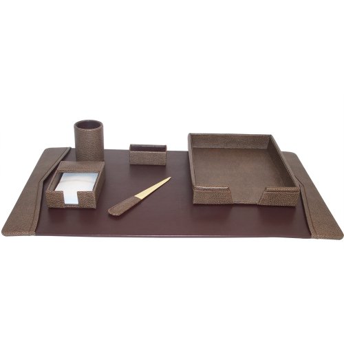 6 Piece Desk Set - Fossil Leather