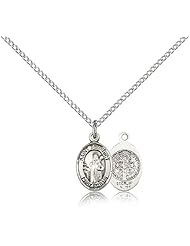 .925 Sterling Silver Saint St. Benedict Medal Pendant 1/2 x 1/4 Inches Monks/Poison Sufferers-9008- Comes with a .925 Sterling Silver Lite Curb Chain Neckace And a Black velvet Box