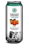 Steaz Organic Iced Teaz, Green Tea with Peach, 16-Ounce Cans, 12 Count