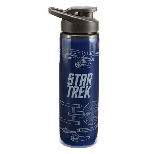 Vandor 80110 Star Trek Enterprise 24-Ounce Stainless Steel Water Bottle, Navy/White