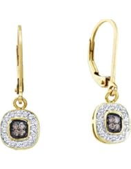 14KT Yellow Gold 0.23 CTW COGNAC Diamond Fashion Earring
