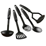 Premier Housewares 5-Piece Nylon Kitchen Tool Set, Black