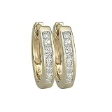 14K Yellow Gold 1/4 ct. Princess Cut Diamond Hoop Earrings