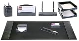 Black Crocodile Embossed Leather 10Pc Desk Set