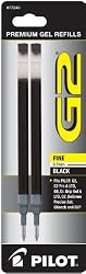 Ballpoint Pen Refill, Gel Ink, 0.7mm Fine Point, Black, 2/Pack PIL77240