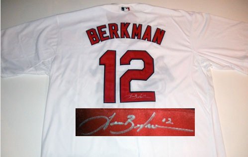 LANCE BERKMAN AUTOGRAPHED MAJESTIC JERSEY ST LOUIS CARDINALS MLB