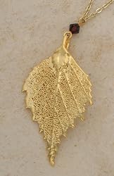 Necklace - Birch Leaf, Gold Plated. Made with Real Leaf!
