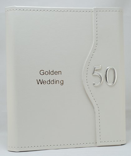 50th Golden Wedding Anniversary Deluxe Leather Effect Folding