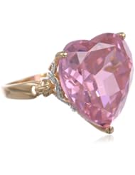10k Gold Plated Sterling Silver Heart-Shaped Pink Cubic Zirconia Ring