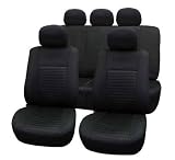 FH-FB060115 Trendy Elegance Car Seat Covers, Airbag compatible and Split Bench, Black color