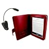 Navitech 6-Inch Genuine Napa Leather Flip Open Book Style Carry Case / Cover and Reading Night light/ Worm Light (Red)
