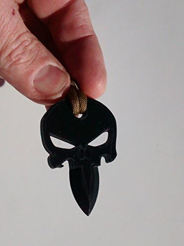 Punisher Pendant Necklace Chain Key Chain Black Color Paracord Lanyard