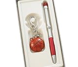 Basketball Sport Key Chain Clock & Pen Set Gift Set - Father's Day Gift Idea