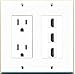 RiteAV - 15 Amp Power Outlet 3 Port HDMI Decora Wall Plate