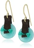 Renee Garvey 10k Gold Amazonite and Chocolate Leather Earrings