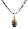 Necklace - N45 - Genuine Semi Precious Gemstone on Five-Strand Organza and Cotton Cord + 2" Extension Chain - Oval Shape ~ Phantom Quartz