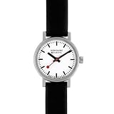 MONDAINE Watches:Mondaine Ladies Evo 26mm - White Dial - Black Leather Strap